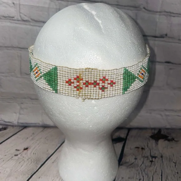 *SOLD on EBAY NATIVE AMERICAN BEADED HEAD BAND, CHOKER,  HAT BAND,18”x1” phoenix - Picture 5 of 7